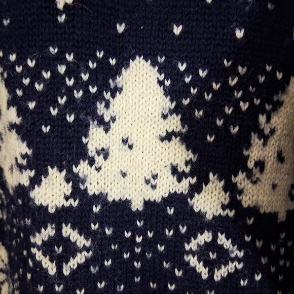 Not Ugly Christmas Sweater DEAN'S OF SCOTLAND Wool Mock Turtleneck Navy Large - Picture 5 of 9
